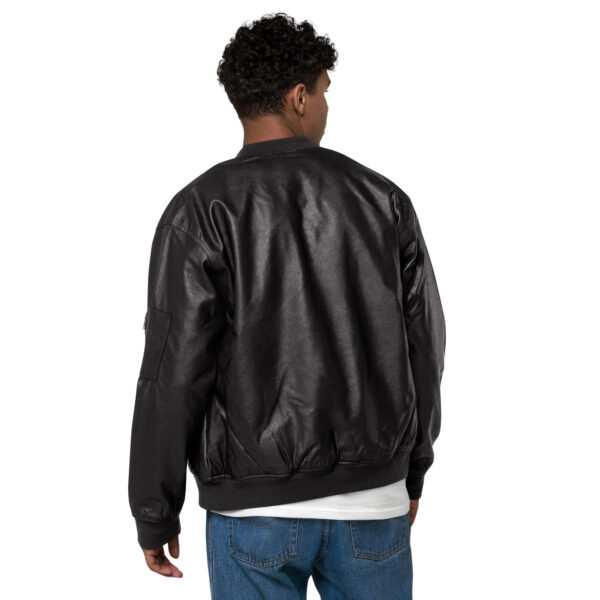 BINANCE Leather Bomber Jacket - Image 3