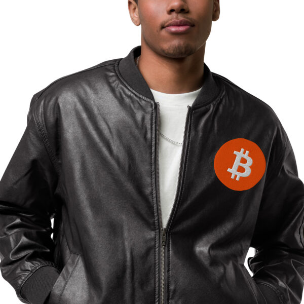 BITCOIN Leather Bomber Jacket - Image 2